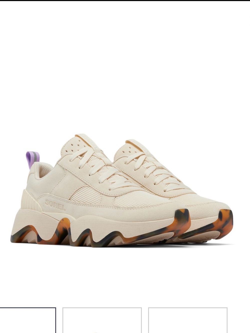 Sorel Whisper White Lace-Up Sneaker with Tortoiseshell Wave Sole